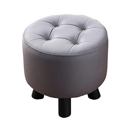 Escabel Moderno Con 4 Patas De Madera, Taburete Otomano Con Asiento Redondo Acolchado, Taburete Para Cambiar Zapatos Para El Salón, Asiento Acolchado Para El Dormitorio ( Color : Grey , Size : 28X30X3