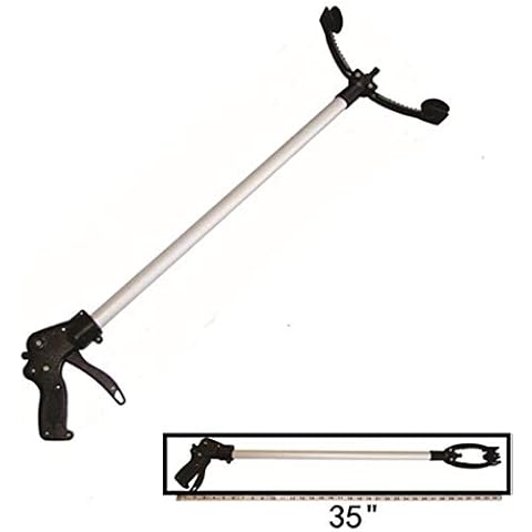 Reacher Grabber New Locking Feature,10.5'' Wide Jaw, 35'' Extra Long, Suction Cups for Precise Work, 360 Degree Head Rotation, Reaching Assist Tool for Trash Pick Up,Garden Nabber, Arm Extension Cover