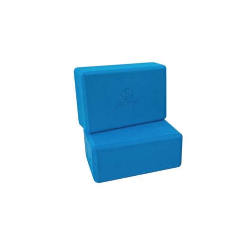 Body Sport High Density Foam Yoga Block (2-Pack) for Home & Gym, 4 in. x 6 in. x 9 in. - Exercise Equipment for Stability & Core Training (Blue)