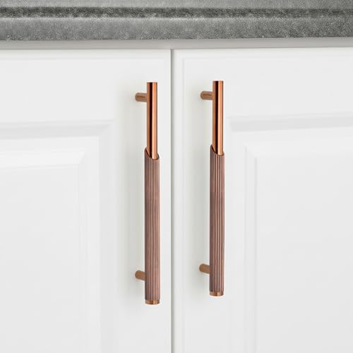 Image of Plantex Stainless Steel & Aluminium Cabinet Handle /160mm Wardrobe Handle for Home /Cupboard Door Pull-Push Handles for Office - Pack of 2 (Rose Gold)
