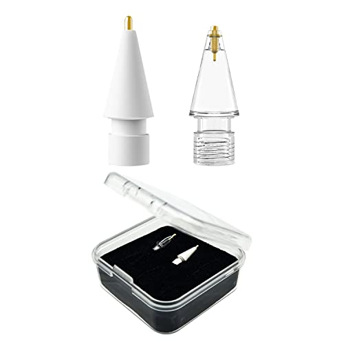 ZHONYEE 2 Pack Replacement Tips Compatible With Apple Pencil 2nd Gen And 1st Gen, Upgraded High Sensitivity Apple Pencil Nibs, Apple Pencil Accessories, Wear-Resistant (0.6mm, Clear + 1.9mm, White)