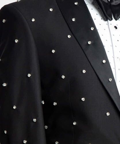Men's Uniform Diamond Blazer Notch Lapel One Button Speech Suit Jacket Wedding3