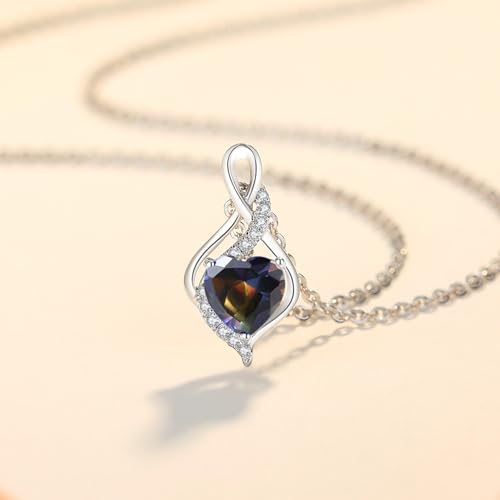 FANCIME 14K Solid White Gold Infinity Heart Birthstone Necklace for Women with Diamond Pendant Birthday Gifts for Mom Women Sterling Silver Chain 16" + 2" Extender4
