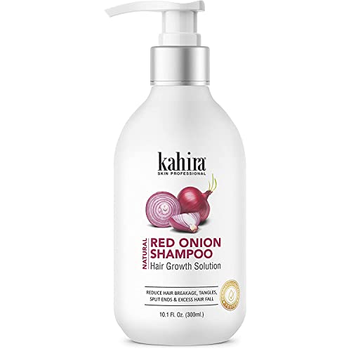 Image of Natural Red Onion Shampoo - Hair Growth Solution & Anti-Hair Fall | Reduces Breakage, Split Ends & Tangles | Dermatologically Tested | 300ml