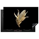 KitchenYeah© Protector Vitroceramica 81x52 cm Tapa para induccion Placa Encimera Cubre de Protectora Cocina Maíz - Alimento - Oro - Negro