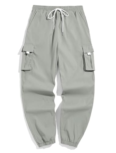 Image of ZAFUL Men's Streetwear Cargo Pants with Flap Pockets & Drawstring Elastic Waist - Casual & Techwear Joggers