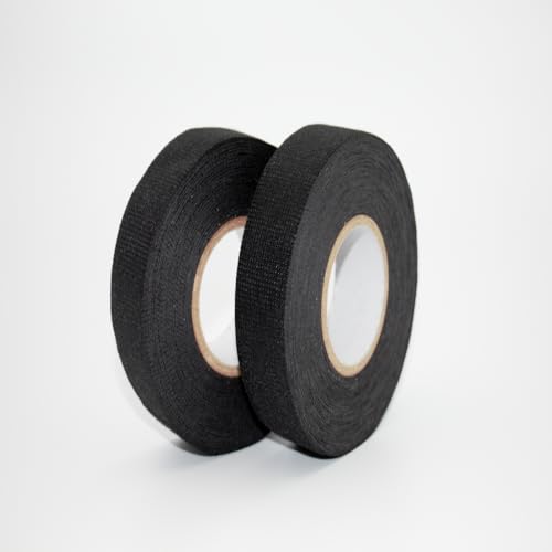 Wire Harness Cloth Electrical Tape, Noise Damping Heat Proof Car Wrap Tape, Self-Adhesive Fabric Tape for Automotive Electrical Cable, Black (1, Width:19mm (1 Roll))