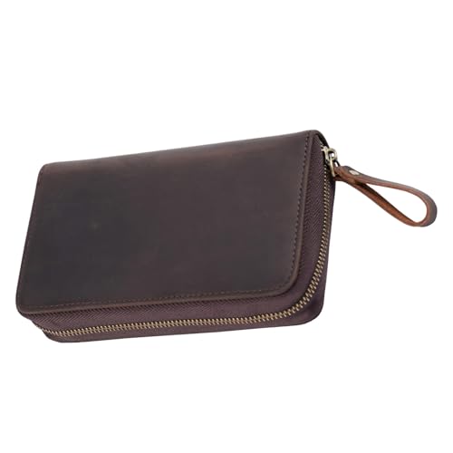 Multipocket Cattlehide Pen Planner Produced of Old Wild Horse Leather for Pencils Pencils Writing Equipment Wild Horse Leather P