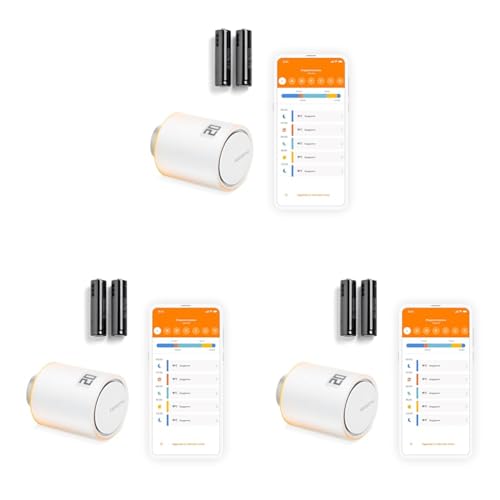 Netatmo Smartes Heizkörperthermostat WLAN, Zusatzmodul für das Smarte Heizkörperthermostate Starterpaket und für den Smart Thermostat, Energie sparen & Komfort steigern, NAV-AMZ (Packung mit 3)