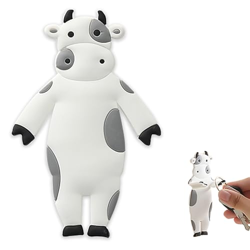 kumet Self-Adhesive Animal-Themed Key Hooks, Suitable for Bathroom, Kitchen, Bedroom, and Door, with 4 Adjustable Hooks (Cow)