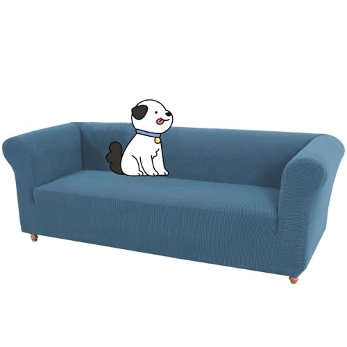 Lichi High Stretch Non Slip Spandex Sofa Slipcover for Dogs Pets Cats - 4 Seater Couch Cover Furniture Protector Plush Sofa Slipcover (Blue)