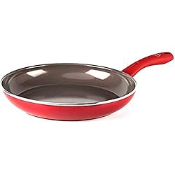 Sartenes New Chef Ceramica GreenChef Diamond Sartén de Cerámica Antiadherente, 28 cm, Rojo
