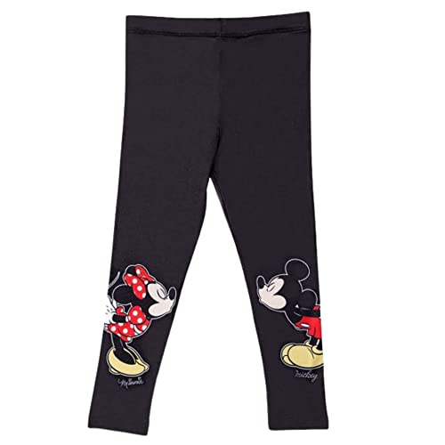 Black Kissing Mickey and Minnie Mouse Cotton Leggings for Girls, Disney Apparel and Merchandise Gift Ideas