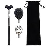 3 Stück Rückenkratzer, Ausziehbarer Kratzer, Teleskopstange Rückenkratzer für Rücken und Kopf Kratzen, mit Aufbewahrungstasche, Linderung von Juckreiz