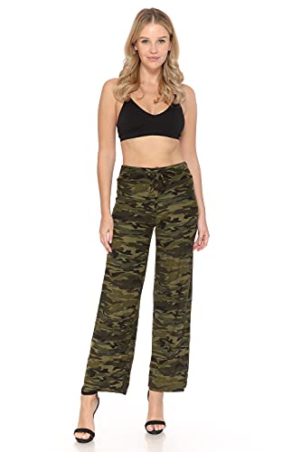 Image of Leggings Depot Women's Wide Leg Drawstring Pajama Pants for Lounge, Sleep | Soft, Breathable Poly-Span, Drawstring Waist, Comfy, Casual, Yoga, Everyday
