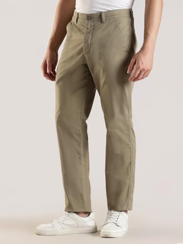 Image of Slim Fit Solid Mid Rise Trouser