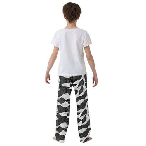Boys' Pants Black White Snakeskin Long Bottoms Jogger Pants Elastic Waist Trousers with Pockets S-XL3