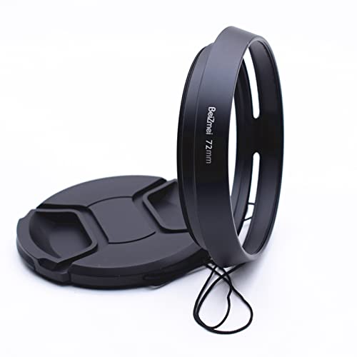 Pare-soleil de 72 mm, abat-jour universel pour appareil photo en métal de 72 mm, compatible avec toutes les marques de filtre de 72 mm, diamètre d'objectifs+cache d'objectif de 72 mm Cover