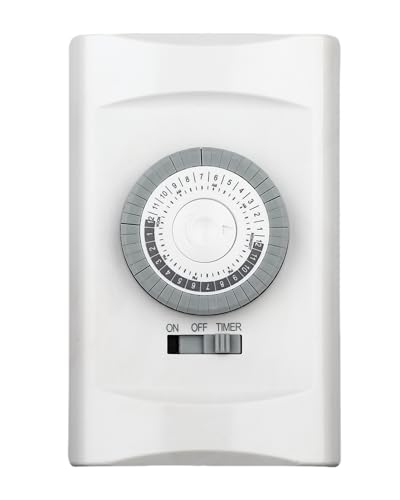 24-Hour in-Wall Mechanical Light Timer Switch,15-Amp Programmable,30 Minute Intervals,Neutral Wire Required,Dial Timer Light Switch for Lights, Bathroom Fan, Exhaust Fan,ETL Listed