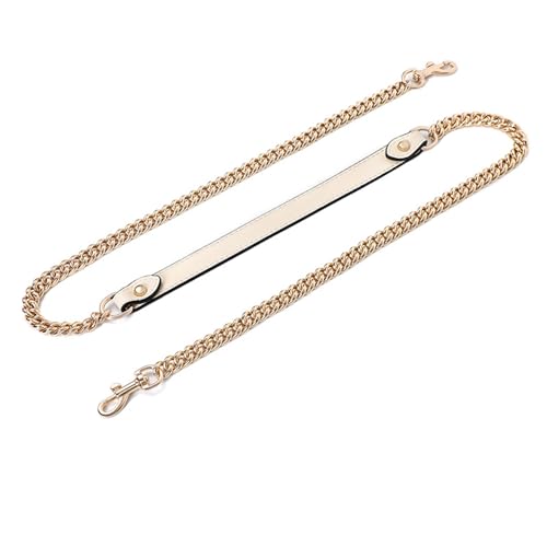 Image of jiesinlov Purse Leather and Chain Bag Shoulder Strap Replacement Crossbody for Handbags,43 Inches in Length(Gold-off white)