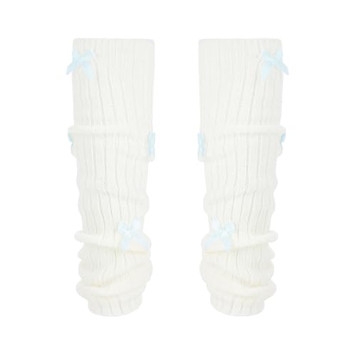 Image of Fashion Girl Knit Leg Warmers Harajuku Bow Decor Loose Socks Vintage Kawaii Leg Sleeves Lolita Socks