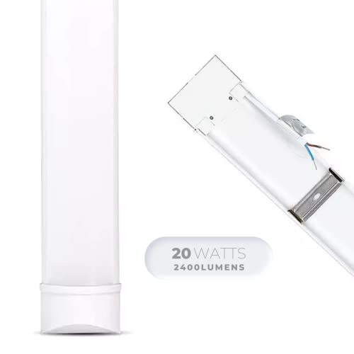 V-TAC 20W 2Ft Samsung LED Tube Lights - 6500K White, Wall & Ceiling Batten Light - Shed, Kitchen & Garage Lighting [Pack of 2]