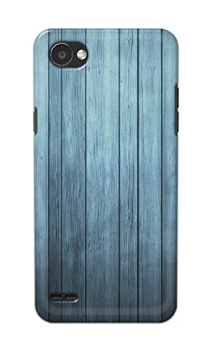 Image of Printed Hard Back Cover Case for LG Q6 | LG Q6 Plus Back Cover (Wooden Blue) -1302