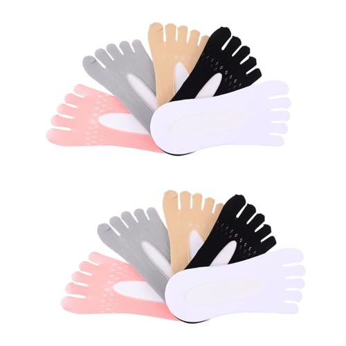Yardenfun Invisible Toe Socks Set 5 Pairs Low Cut Stockings for Women Breathable Soft Anti-slip