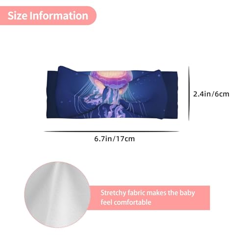 Glowing Jellyfish Printed baby bow headband - Soft and elastic material, suitable for newborns, babies, and toddlers3