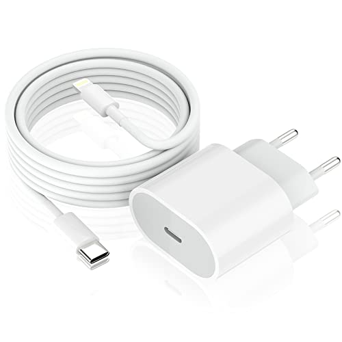 AXFEE Chargeur Rapide 20W Compatible avec Phone, Chargeur Rapide USB C Adaptateur Secteur Connecteur PD 20W avec 2M/6FT Lightn-ing Câble avec Phone 14/13/12/11/X/XR/XS/Pro/Max/SE/Pad Cover