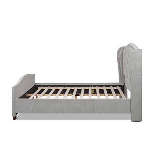 Jennifer Taylor Home Zayla Wingback Upholstered Platform Bed Frame (Silver Grey Polyester, Queen (U.s. Standard)) #TOP3