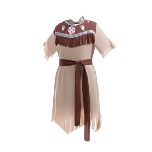 Lito Angels Princess Pocahontas Costume Fancy Dress Up Set including Headband for Kids Girls Age 5-7 Years, Brown (Tag Number 0L) - Image 3
