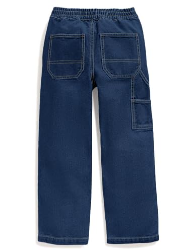 Haloumoning Boys Jeans Drawstring Elastic Waist Demin Pants Winter Fleece Stretch Pants 4-14 Years2