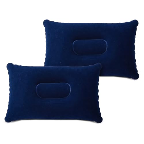 flintronic 2PCS Cojines inflables, Paquete Múltiple de Cojines Inflables, Portátil y Ligera, para Viajar Acampar al Aire Libre Pescar Oficina Casa Coche-Ultraligero 38 * 24CM