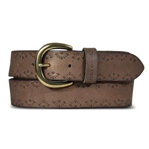 Ceinture en cuir noir marron motif floral femme accessoire mode Eddie Bauer