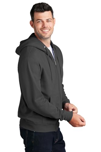 Port & Co Classic Fleece Full-Zip Hooded Sweatshirt-PC78ZH-S-Charcoal2