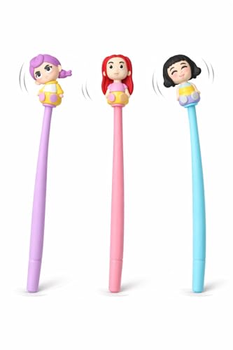 Image of GIFTS- Demon Hunter Ball Pen Set of 3 | Cute Anime Character Pens | Smooth Writing Blue Ink Pens | Cartoon Figure Pens for Kids, Girls, School & Gift Use