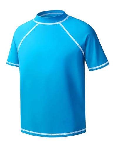 Image of Boys Rash Guard Short Sleeve UPF50+ Sun Protection Water Beach Swim Shirt