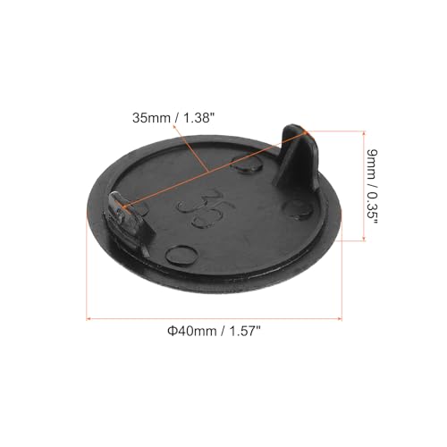 Image of uxcell 10Pcs Hinge Hole Covers, 35mm(1-3 /8 inch) Dia Plastic Concealed Hole Cover Round Flush Type Caps for Furniture Cabinet Cupboard, Black