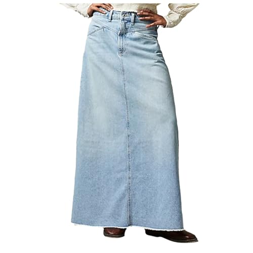 Jupe longue en jean confortable qui affine la silhouette avec sa taille haute en 48