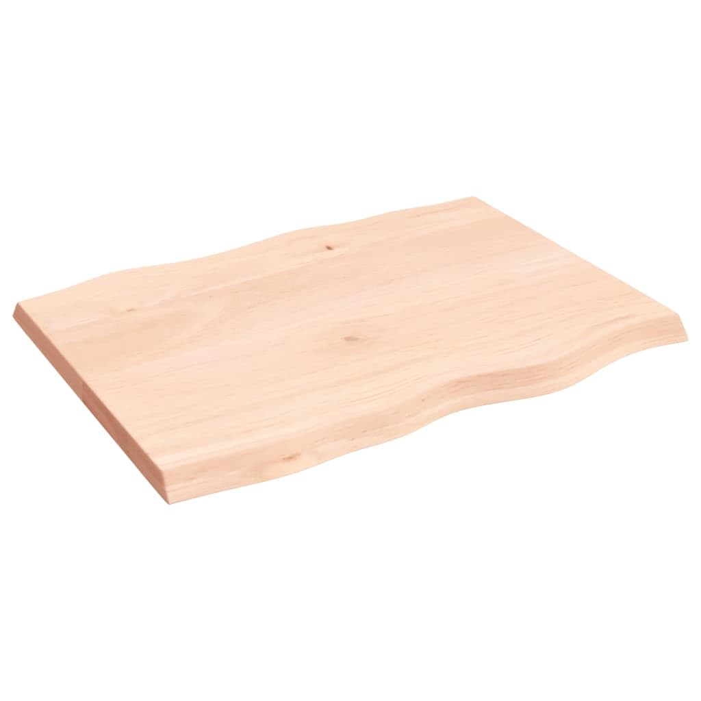 Piano per Tavolo, Sostitutivo in Rovere Massello Non Trattato con Bordi Vivi 80x60x(2-4) cm, Tavola Fai-da-Te per Rinnovo Tavoli Casa e Ufficio