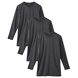 [ニッセン] インナーシャツ 秋 冬 あったか裏起毛クルーネック長袖インナー３枚組 黒3枚組 L