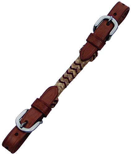 Buffalo Leather Light Oil Curb Strap with Natural & Tan Rawhide Accent