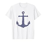 Navy Blue Preppy Polka Dot Anchor Sailing Beach shirt T-Shirt