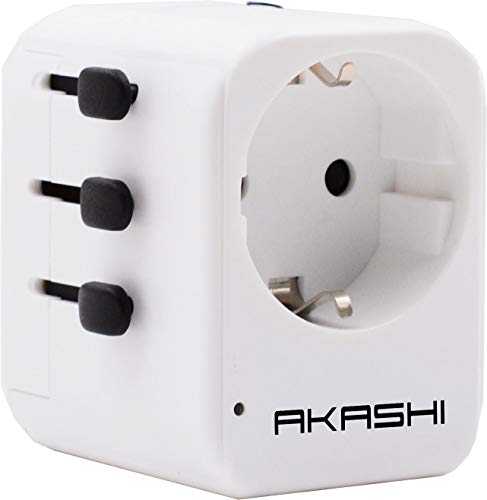 Akashi Technology - Adaptador de Viaje, Enchufe Adaptador Internacional Inglés/AUS/US con 2 Puertos USB para más de 150 Países Cover