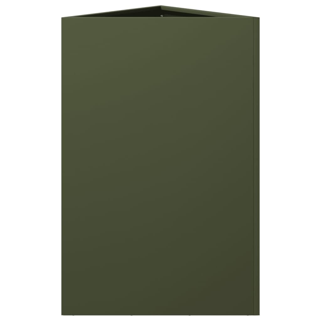 vidaXL Jardineras Triangulares 2 uds Acero Verde Oliva 50x43x75 cm, macetero, Jardinera de Exterior, Jardinera de jardín, maceteros