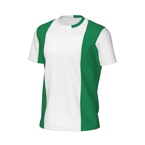 PPHGUT Camiseta de manga corta con estampado de la bandera de Nigeria para hombre, estilo casual, suave, ventilada, para correr, entrenamiento, Negro, 5XL