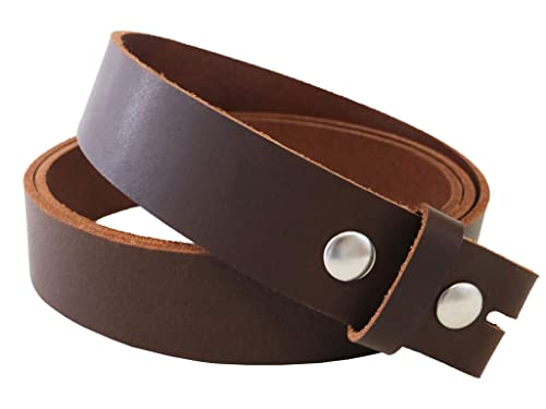 Stonestreet Leather Matte Brown Belt Blank With Snaps, Buffalo Leather Belt Strip 55" - 60" Length, 8-10 Oz West Tan Buffalo Belt Strap (2" Antique Brass) #TOP11