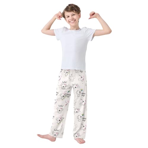 Hello Koala Happy Days Boys Long Pants Soft Trousers Elastic Waist Kids Lounge Bottoms with Pockets S-XL2