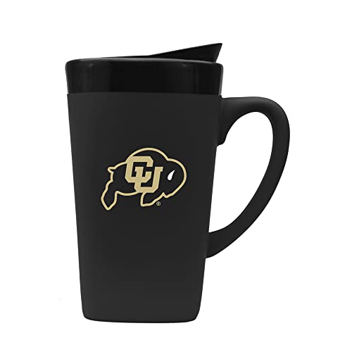 The Fanatic Group Colorado University Ceramic Mug with Swivel Lid, Design 1 - Black